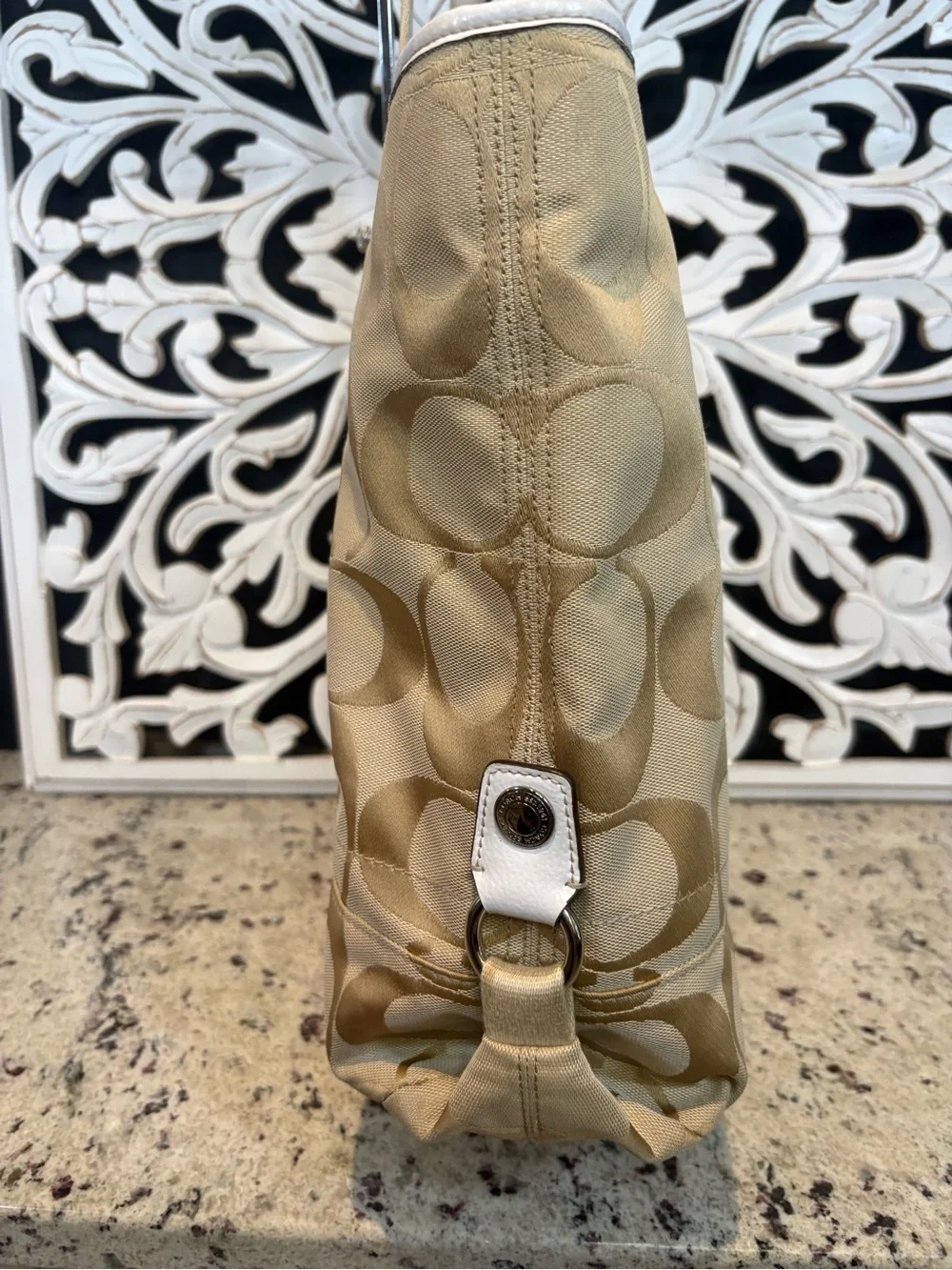 Coach Daisy F16554 Tan & White Signature Canvas Tote
